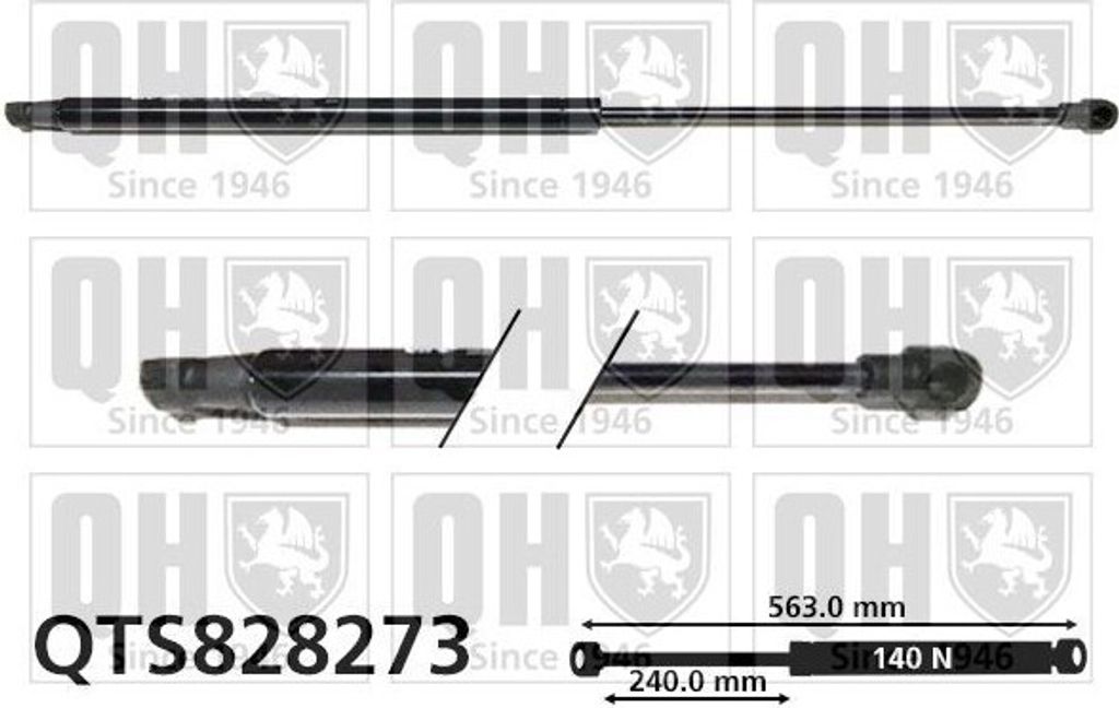 QUINTON HAZELL Gasfeder Heckscheibe QTS828273 passend für PEUGEOT PARTNER Tepee 563mm