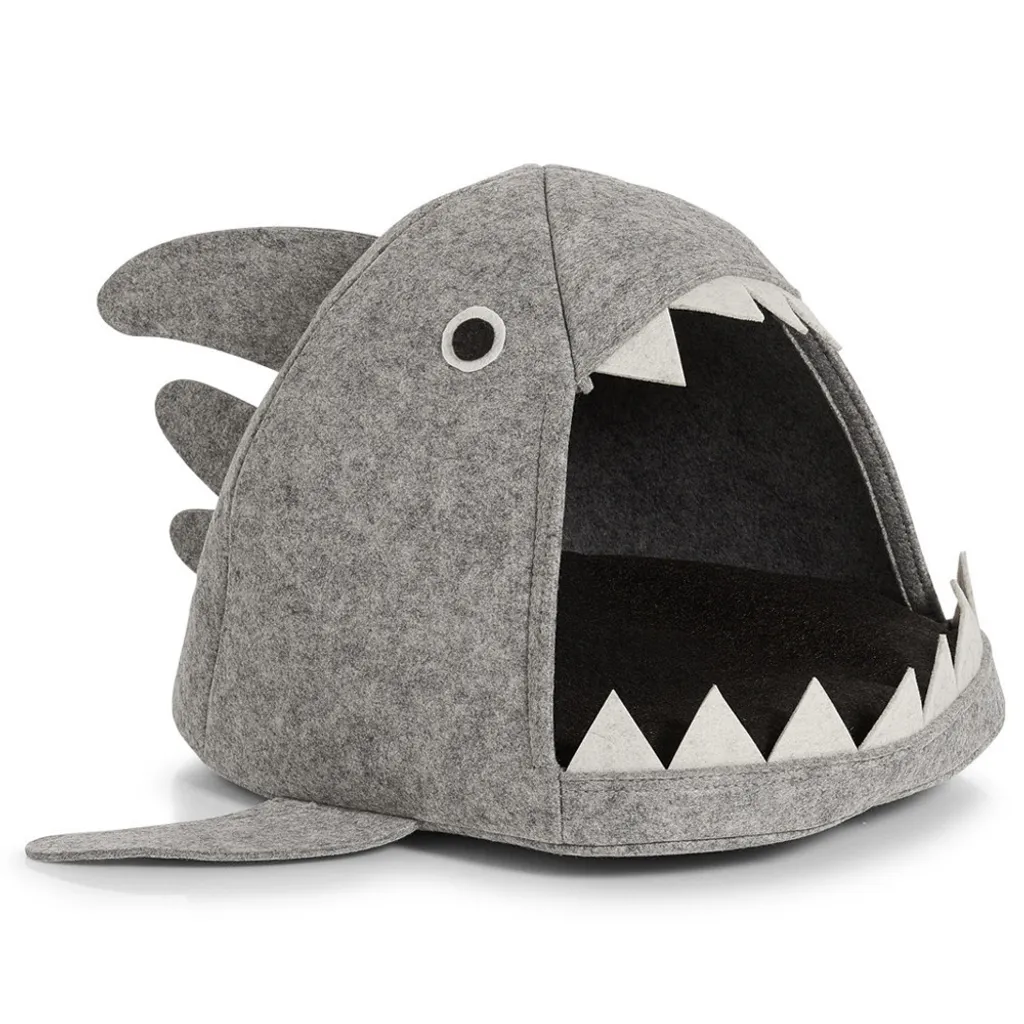 Couchage chat Requin ZELLER Gris - Lit chaud et sécurisant 45x38x34 cm