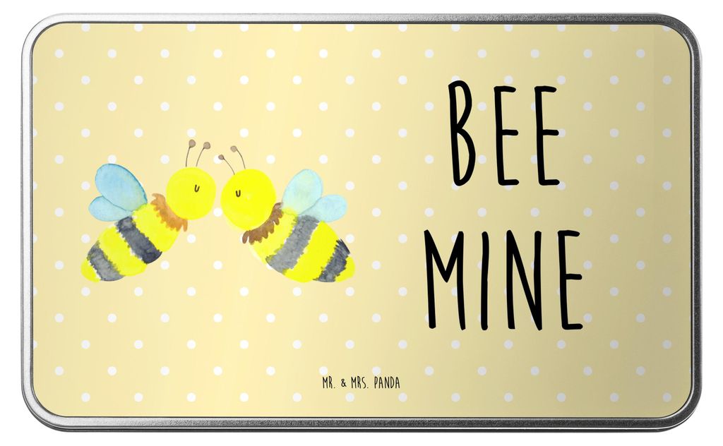 Mr. & Mrs. Panda Dose Biene Liebe - Gelb Pastell - Geschenk, Vorratsbehälter, Keksdose, Geschenkbox, Teedose, Aufbewahrungsdose, behälter