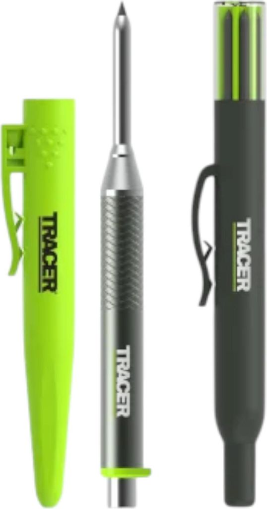Three construction marking tools are displayed against a white background.