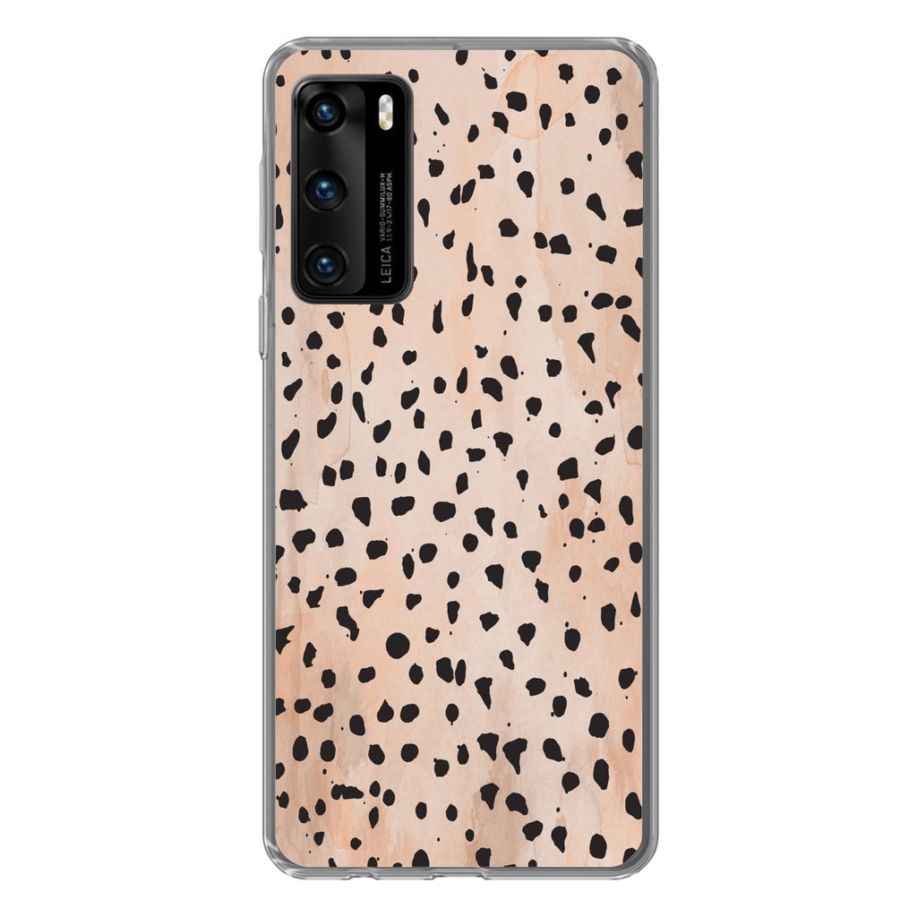 MuchoWow Handyhülle Schutzhülle Hülle für Huawei P40 Polka dots - Schwarz - Marmor Silikon Softcase Handy Hülle - Handytasche