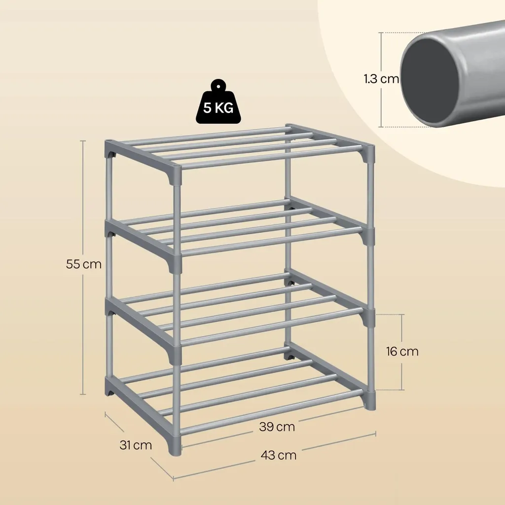 Étagère à chaussures : stoppez le désordre avec ce rangement 4 niveaux gris