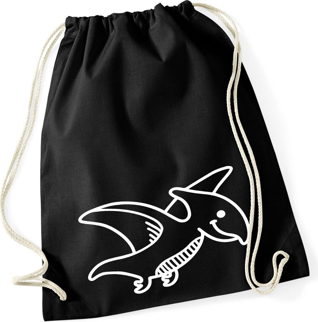 Huuraa Turnbeutel Pteranodon Dinosaurier 12 Liter Black Baumwolle Rucksack Geschenkidee