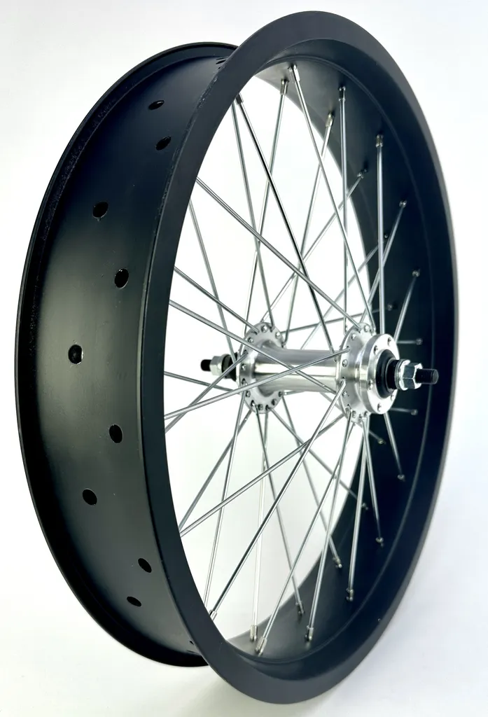 Roue avant vélo 20x4 anti-déformation avec moyeu alu et jante de 80 mm