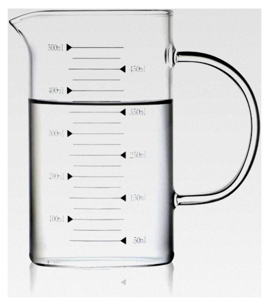 Messbecher aus Glas 500 ml, tropffreier Ausguss, -50°C bis 150°C temperaturbeständig