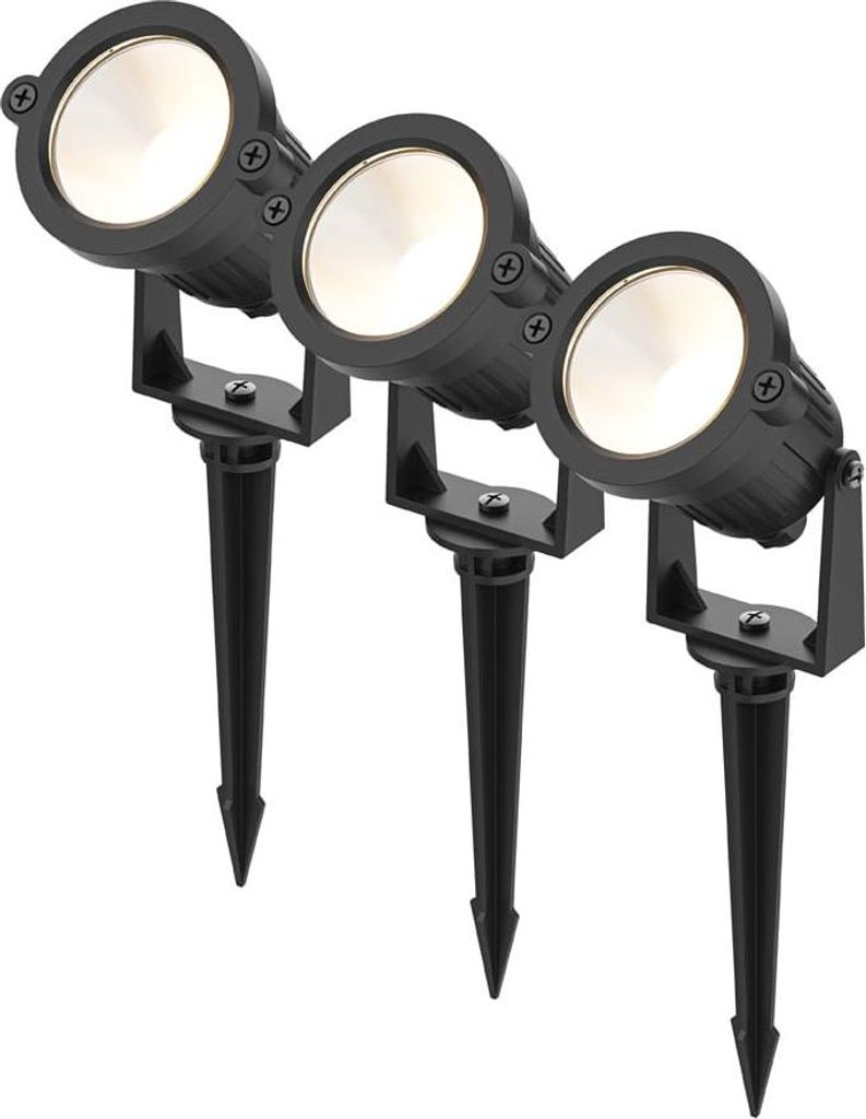 hoftronic LED Gartenstrahler 4,9W 425lm 3000K IP65 Schwarz 3er Set