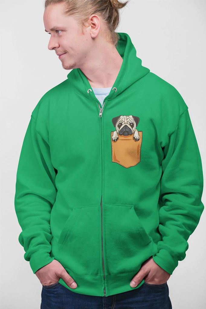 D&B Uni Hoodie ZIPPO00028 Pug Grün-Größe XL