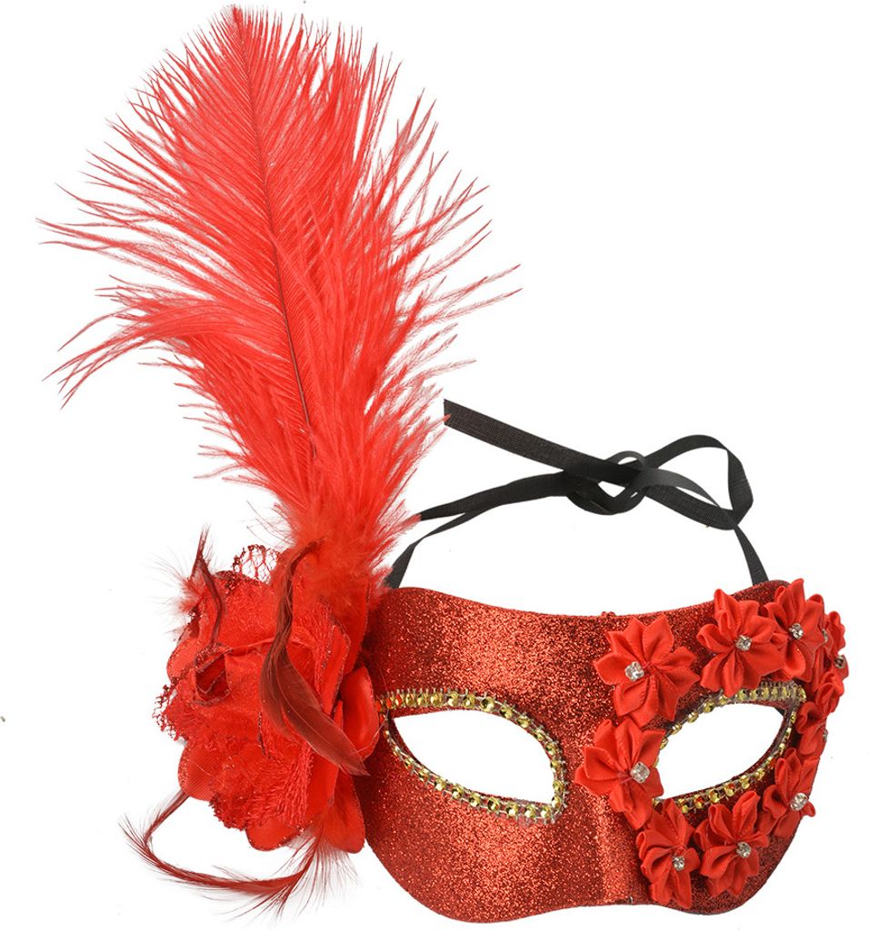 Clayre & Eef Venezianische Maske 23x10x22 cm Rot Polyester