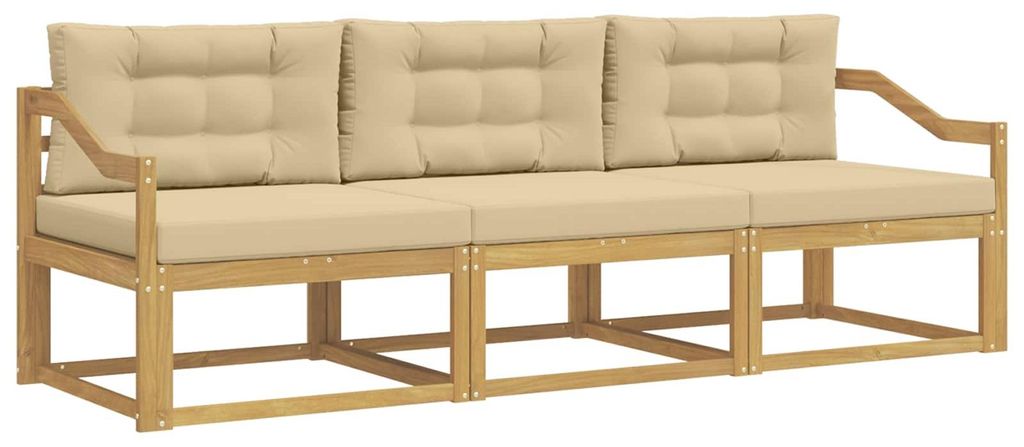 vidaXL Outdoor-Sofagarnitur mit Kissen 3 pcs Weiß und Beige Polyester