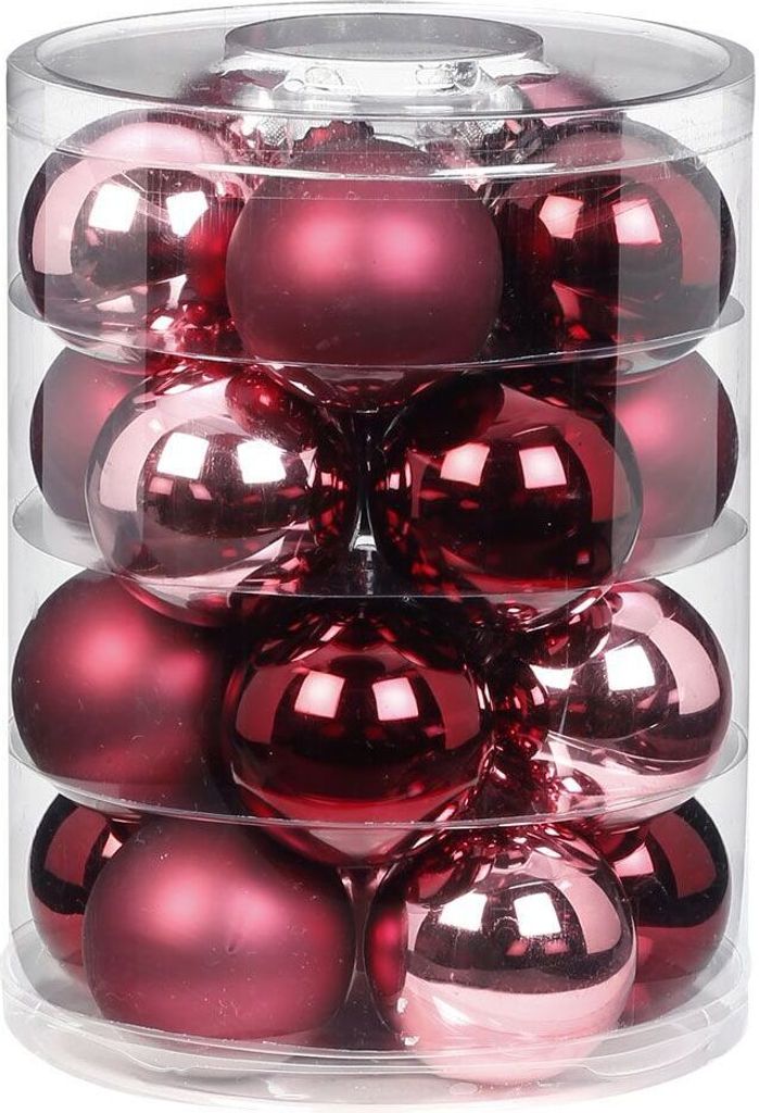 Weihnachtskugeln Glas 6cm, 20 Stück, Farbe:Berry Kiss ( Produktbild 
