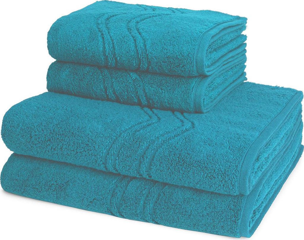 Ross Cashmere feeling 2 X Handtuch 2 X Duschtuch im Set Walkfrottee aus Baumwolle 520 g/m², Weich saugstark mit Aufhänger Kordel, Wellenmuster un...