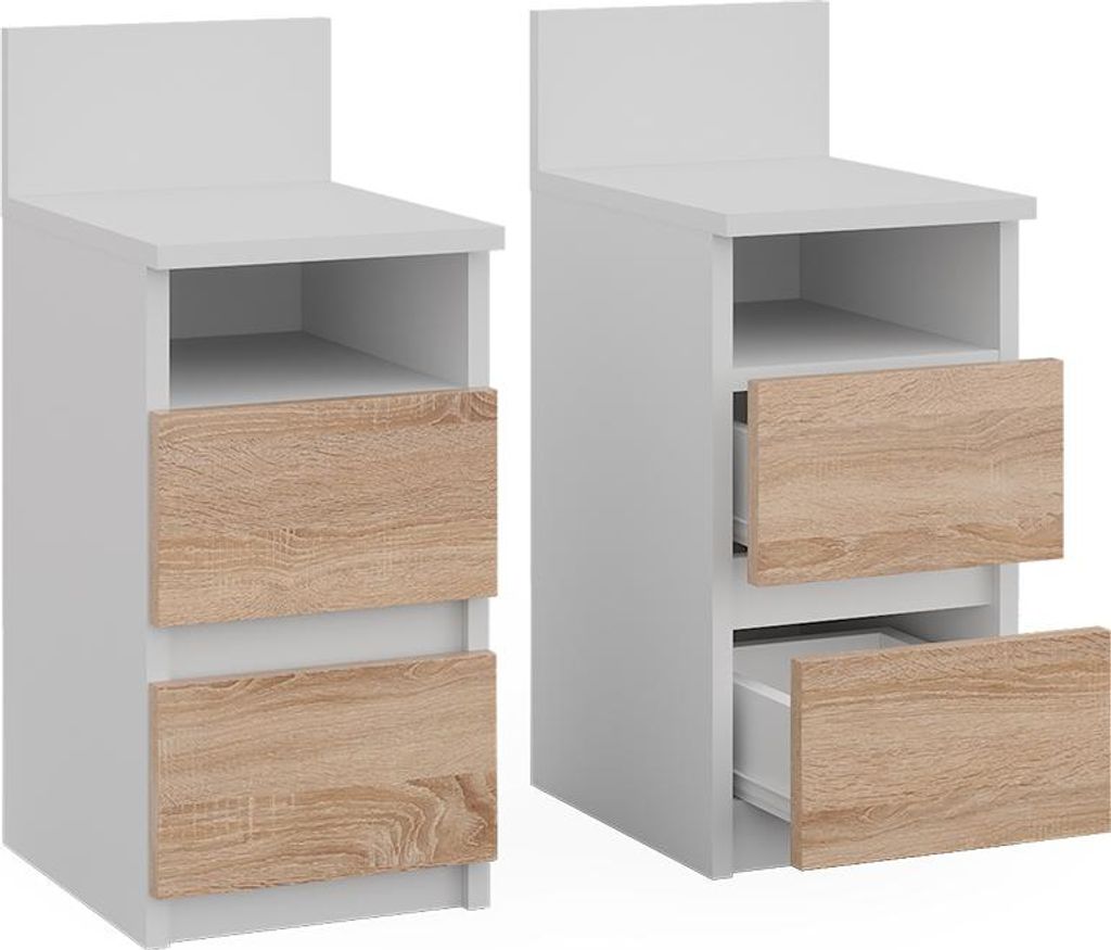 Comodino Vicco Monty Bianco/Sonoma Set di 2, Model 53174 Immagine del prodotto 