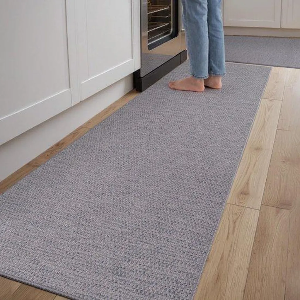 Tapis de Cuisine Lavables et Robustes - Set de 2 Carpettes de Sol Grises