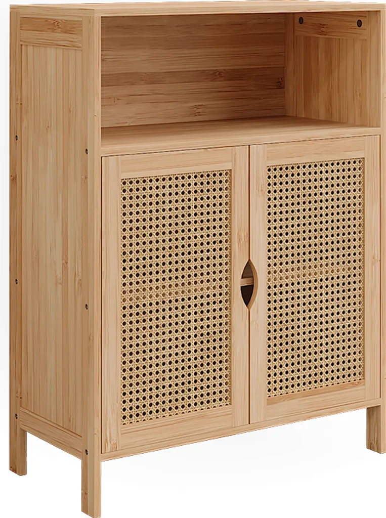Mobiletto Liora Vicco - Arredo Bagno 60x80 cm Rattan e Bambù