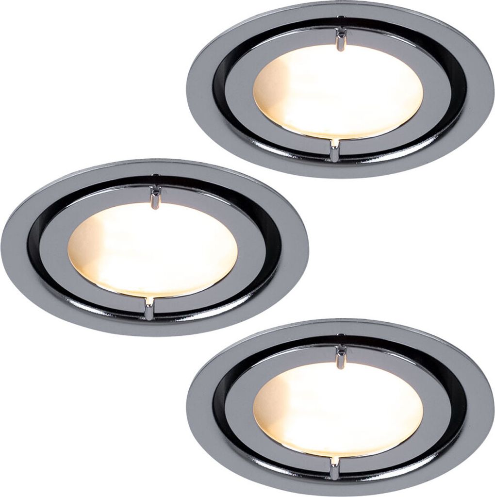 Paulmann Möbel Einbauleuchten Set Dress schwenkbar 3x20W 60VA 230/12V G4 70mm Chrom/Alu