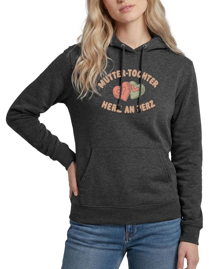 Spreadshirt Mutter-Tochter Herz an Herz Damen Hoodie, XXL, Anthrazit