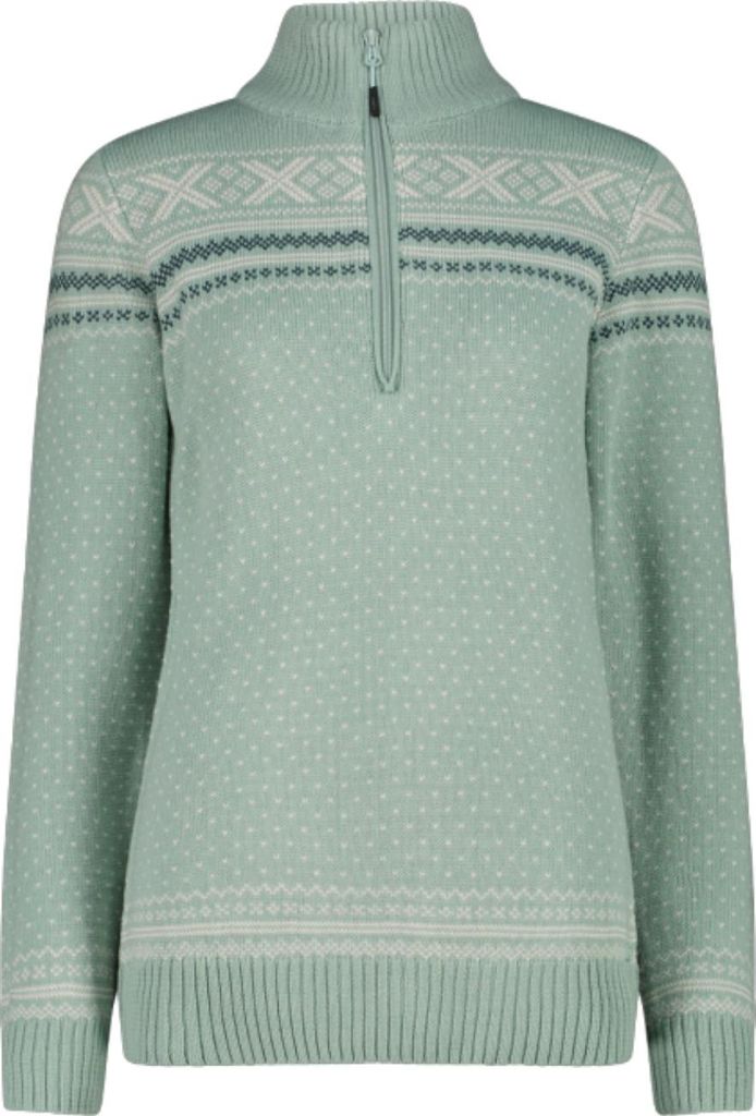 CMP Knitted Damen Pullover mit Wolle und Half Zip Reißverschluss grün 38