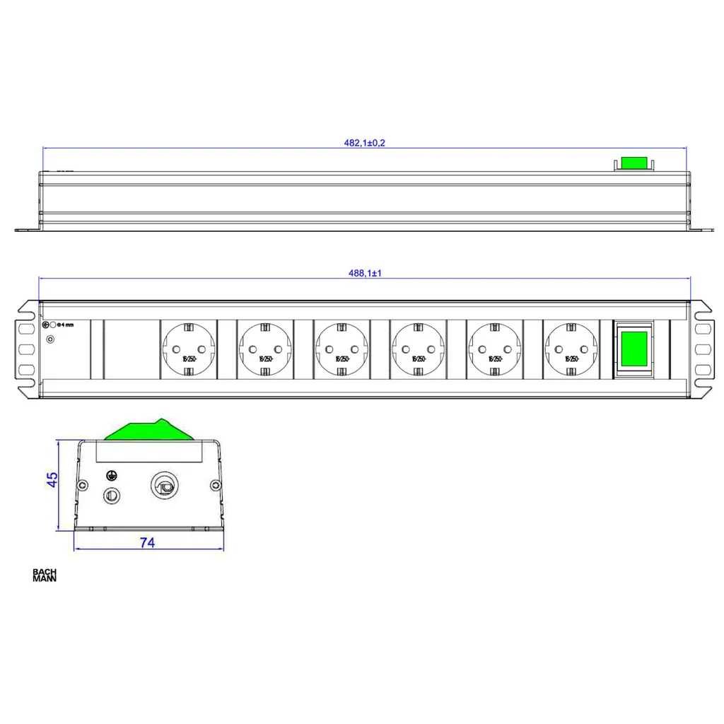 Solution d'Alimentation pour Bureau 6 Prises et Interrupteur BACHMANN - 2