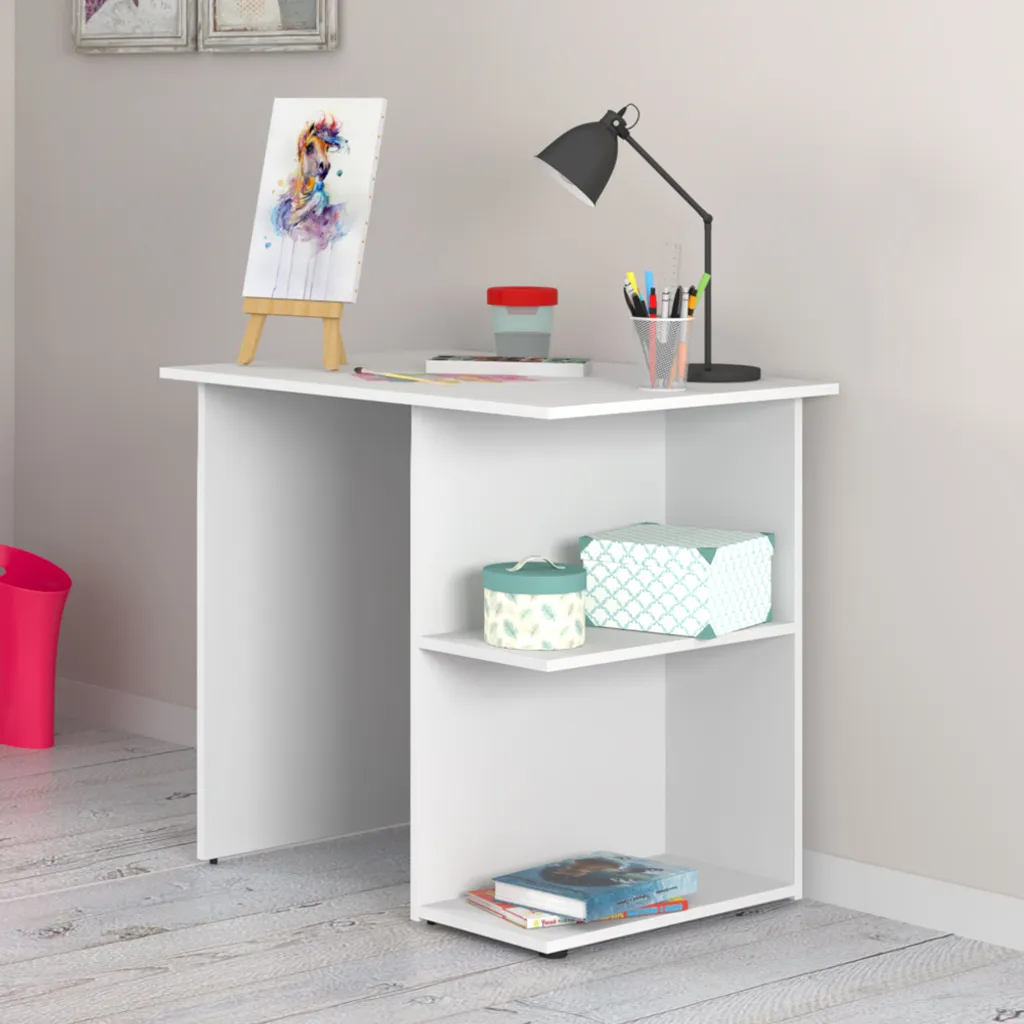 Vicco Scrivania con ripiani Simple, 82 x 60 cm, Bianco
