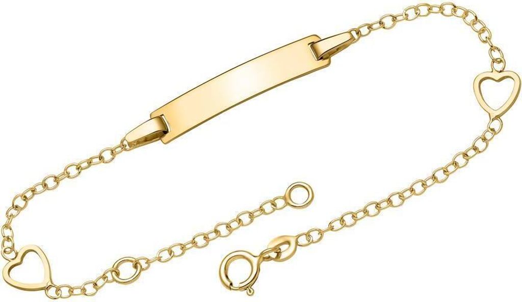 Ident Armband aus 375er Gold mit Herzen von Unique (Länge: 14cm)