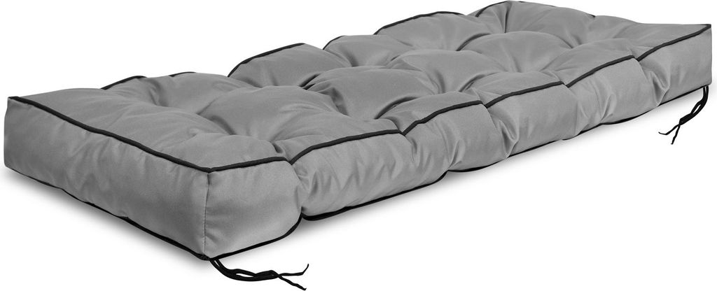 Gartenkissen 120x40 cm mit hohem Rand für Palettenbank, wasserdicht, grau