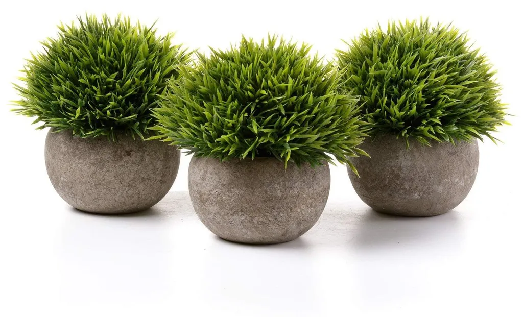 Mini Plantes Artificielles sans Entretien : Lot de 3 Succulentes en Pot Gris