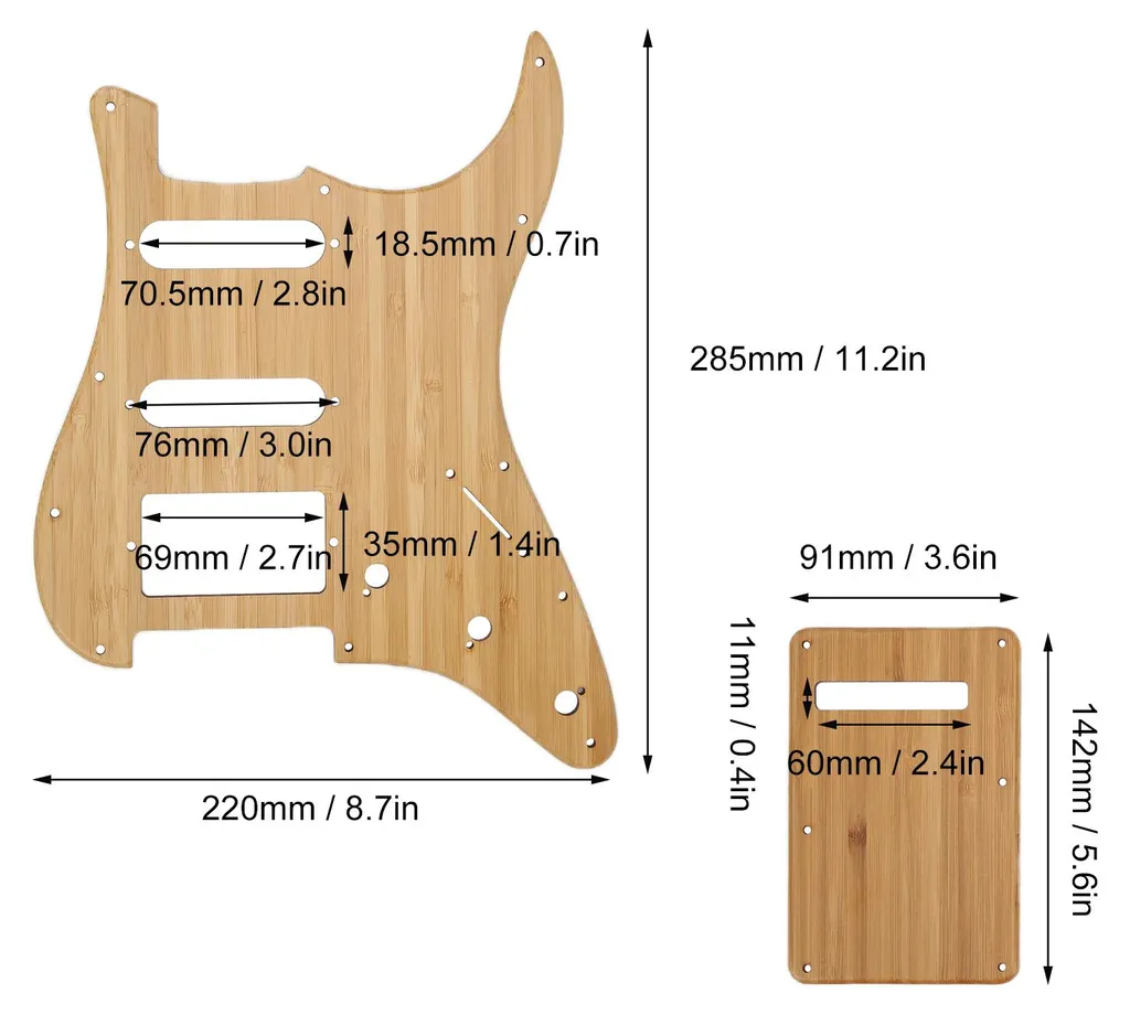 Plaque de protection bambou naturel ST GSSH05 - Pickguard résistant - 15