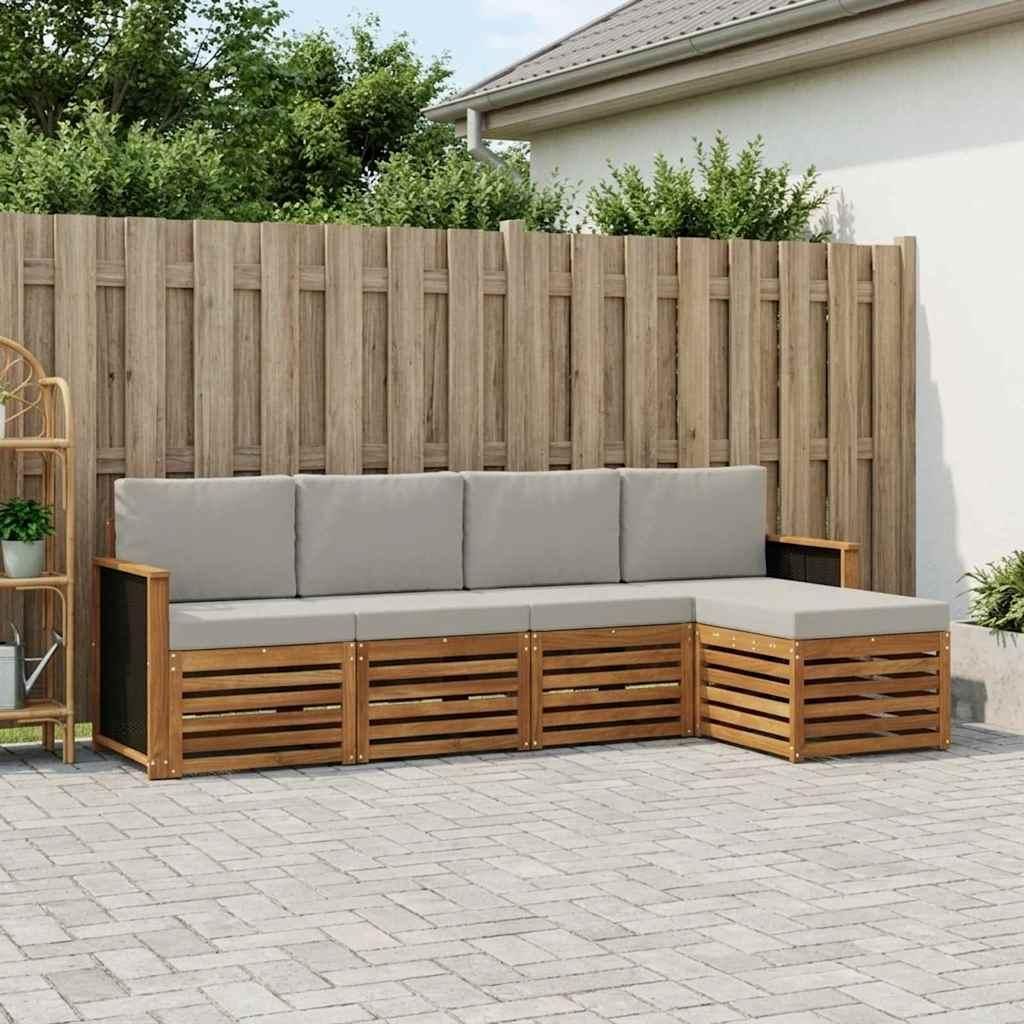 Möbel Outdoor-Sofagarnitur mit Kissen 5 pcs Natürlich und HellgrauGartensofas - Gartensofas c1699