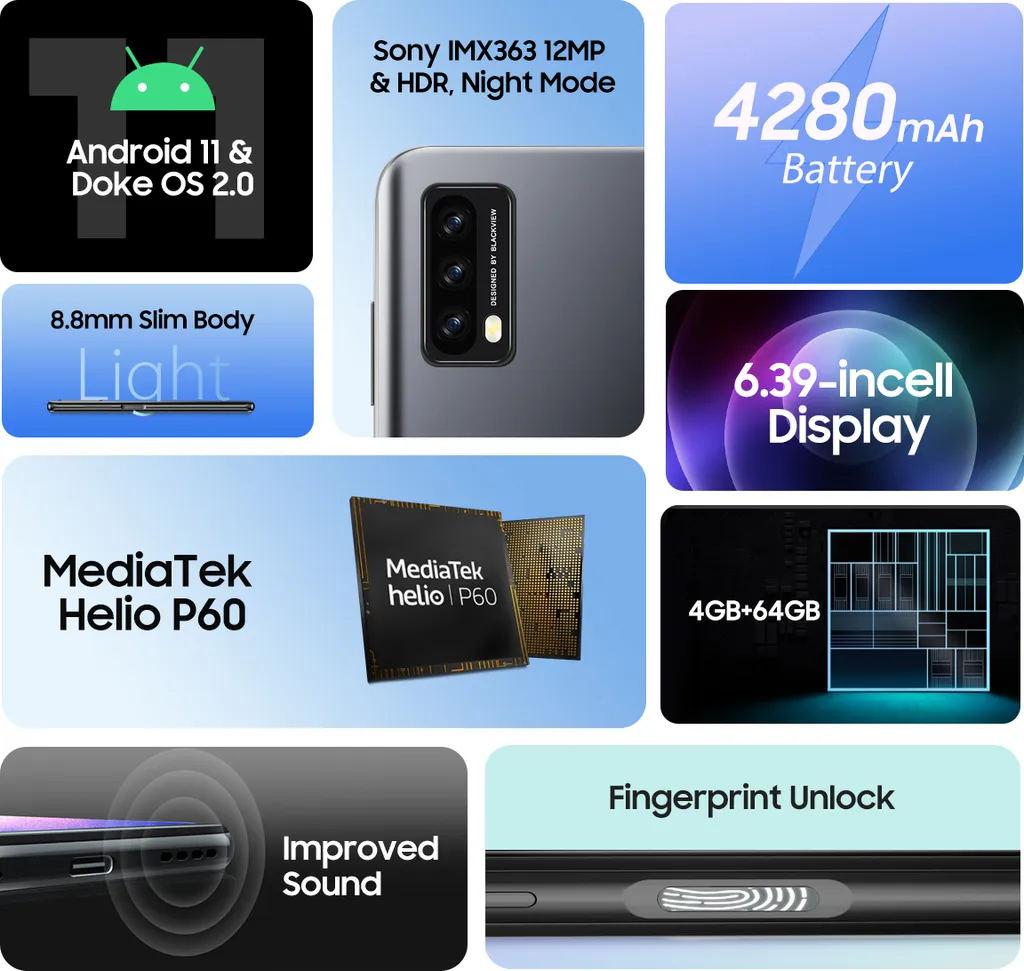 Blackview A90 Smartphone 4G Octa-Core 4Go RAM 64Go Double SIM Noir - 3
