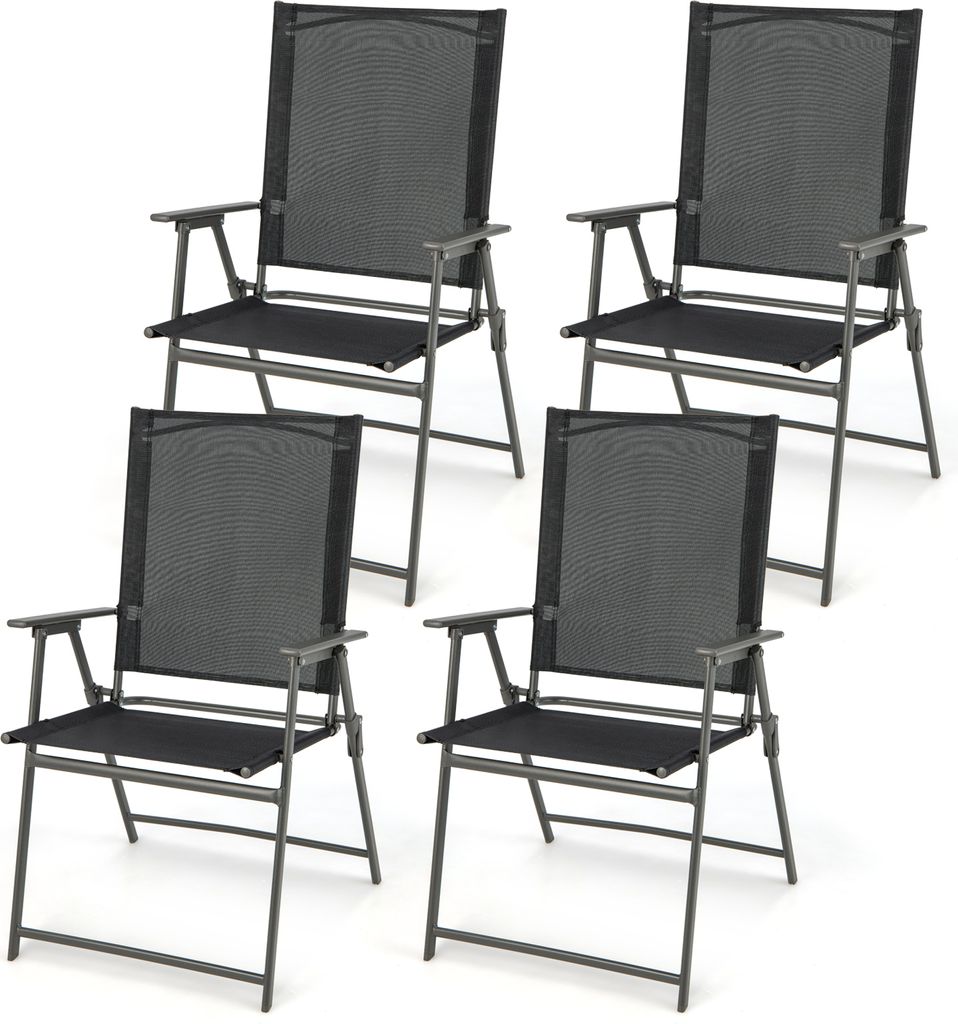 GOPLUS 4er Set Gartenstuhl Klappbar, Klappstuhl mit Rücklehne & Armlehne, wetterfest Balkonstuhl 150 kg belastbar, Garten, Terrasse, Balkon