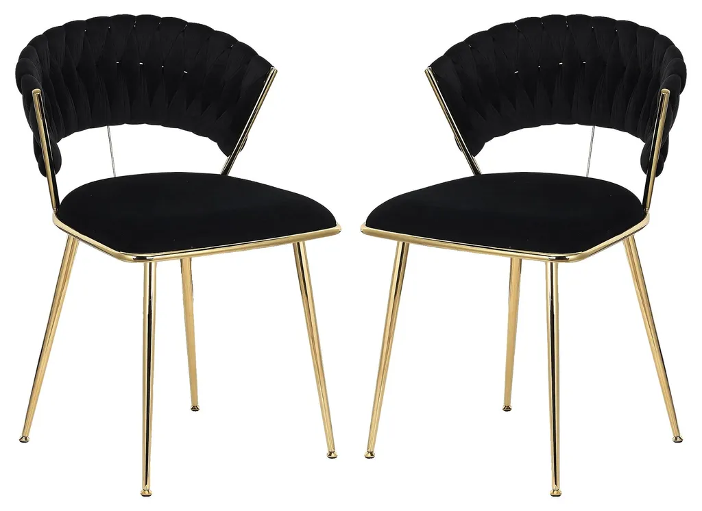 Chaise de salle à manger lot de 2 style moderne rembourré noir A-102