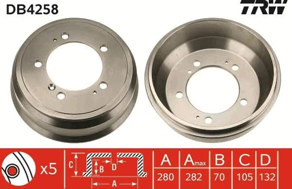 Tambour de frein haute résistance TRW DB4258 fonte OE 9160399 Master