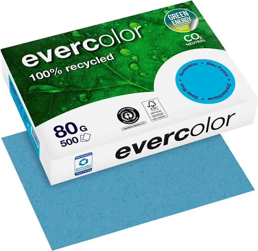 Clairefontaine Evercolor A4 80g Blu Scuro Carta Riciclata 500 Fogli