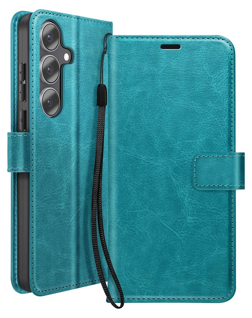 Mayaxess, Wallet Etui mit Schlaufe und Ständer für Samsung Galaxy S25 FE, Türkisblau