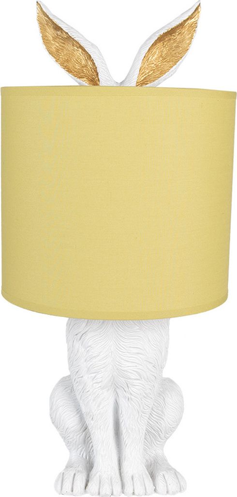 Clayre & Eef Tischlampe Kaninchen Ø 20x43 cm Weiß Gelb Produktbild 