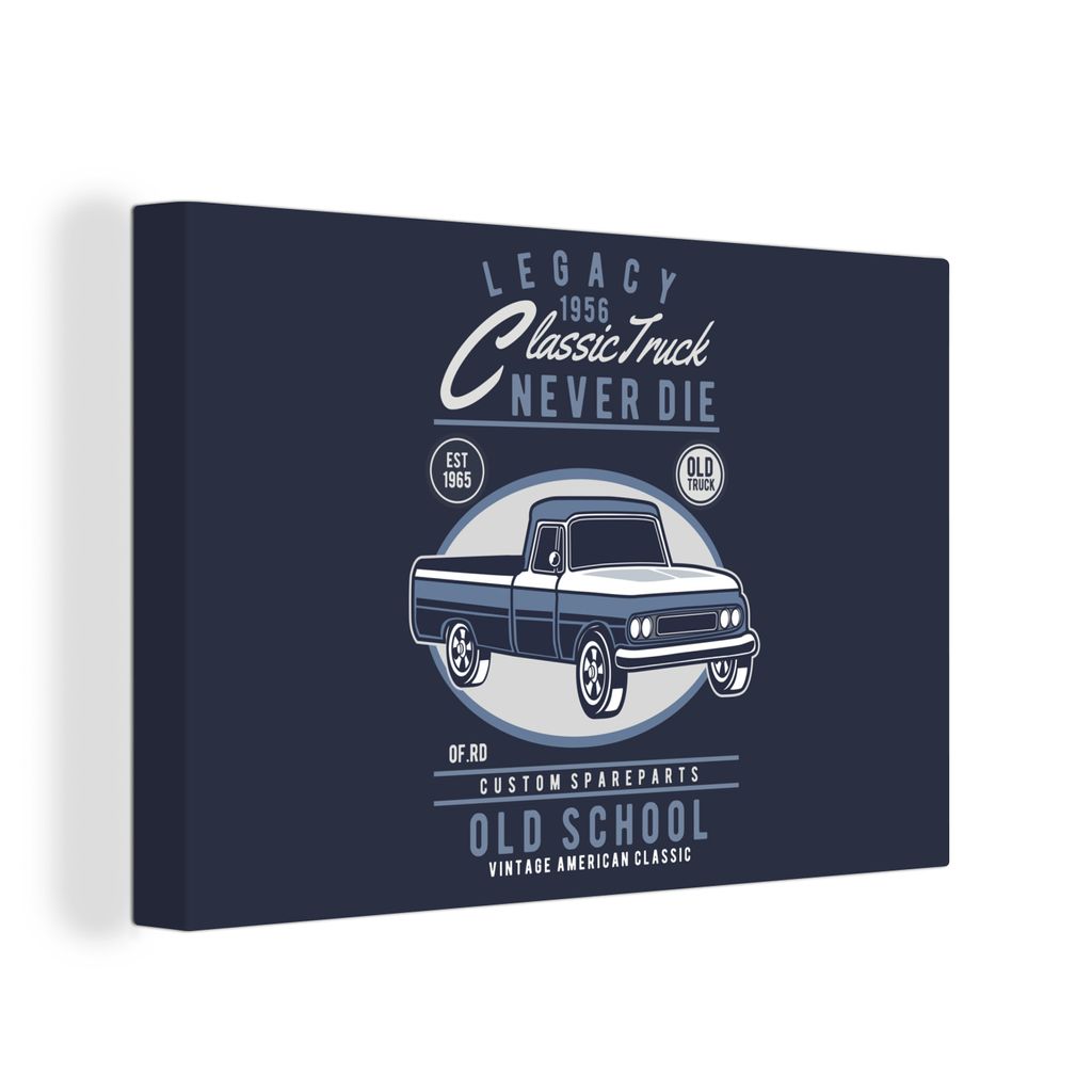 OneMillionCanvasses - Leinwandbilder - 150x100 cm, Autos - Blau - Retro, Wandbilder Kunstdruck Wanddekoration