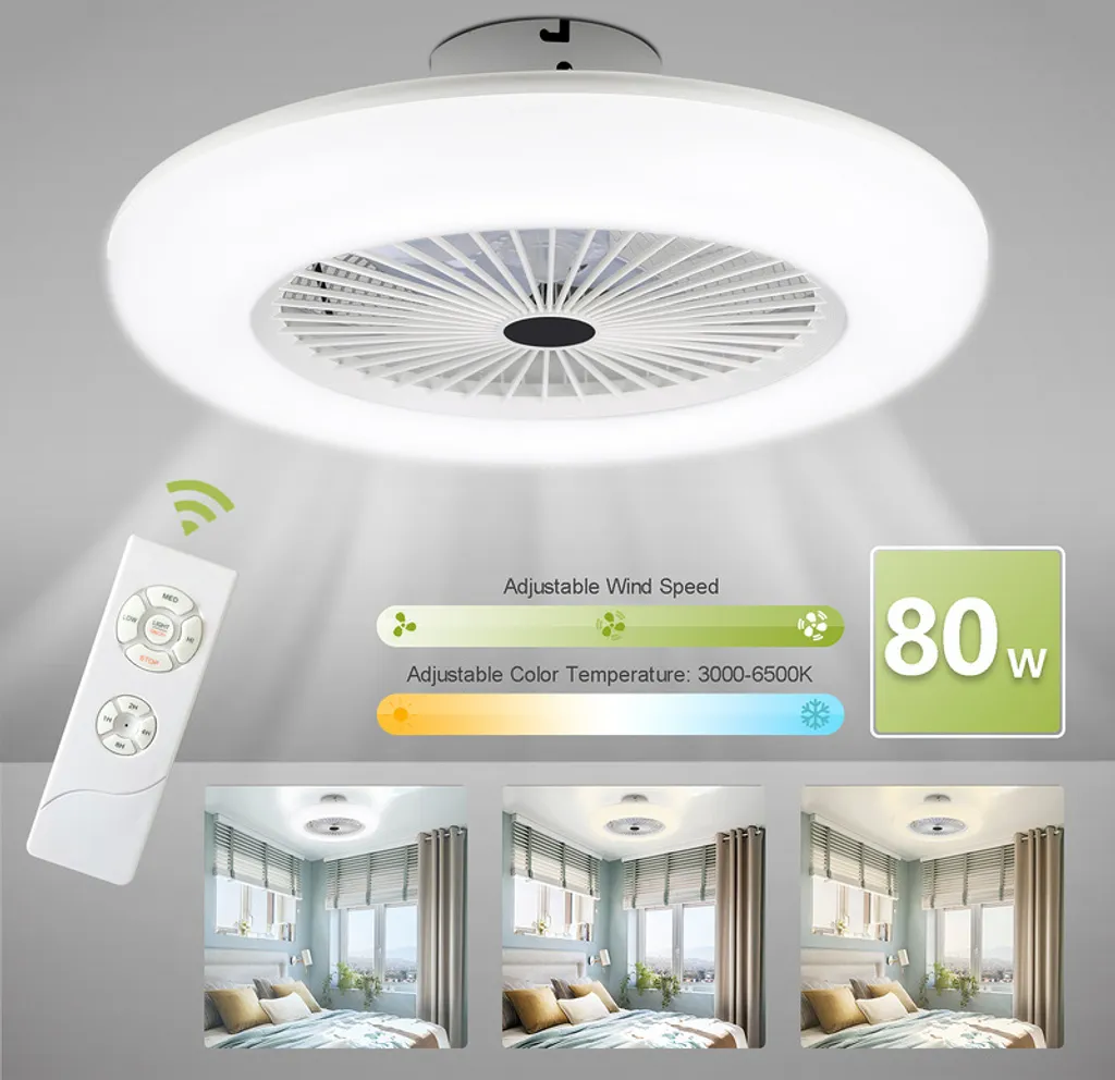 Karpal 80W: Plafoniera con Ventilatore Design Minimal per Camera - 1