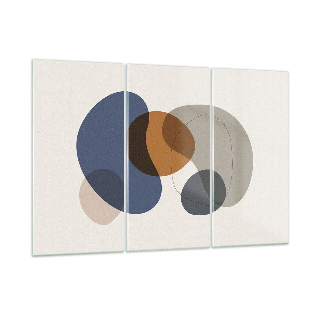 Bilder auf glas - 3 Teile - Boho Flecken abstrakt - 105x70cm - Glasbilder - Wandbilder - Bilder - zum Aufhängen bereit - Wanddekoration aus Glas -...