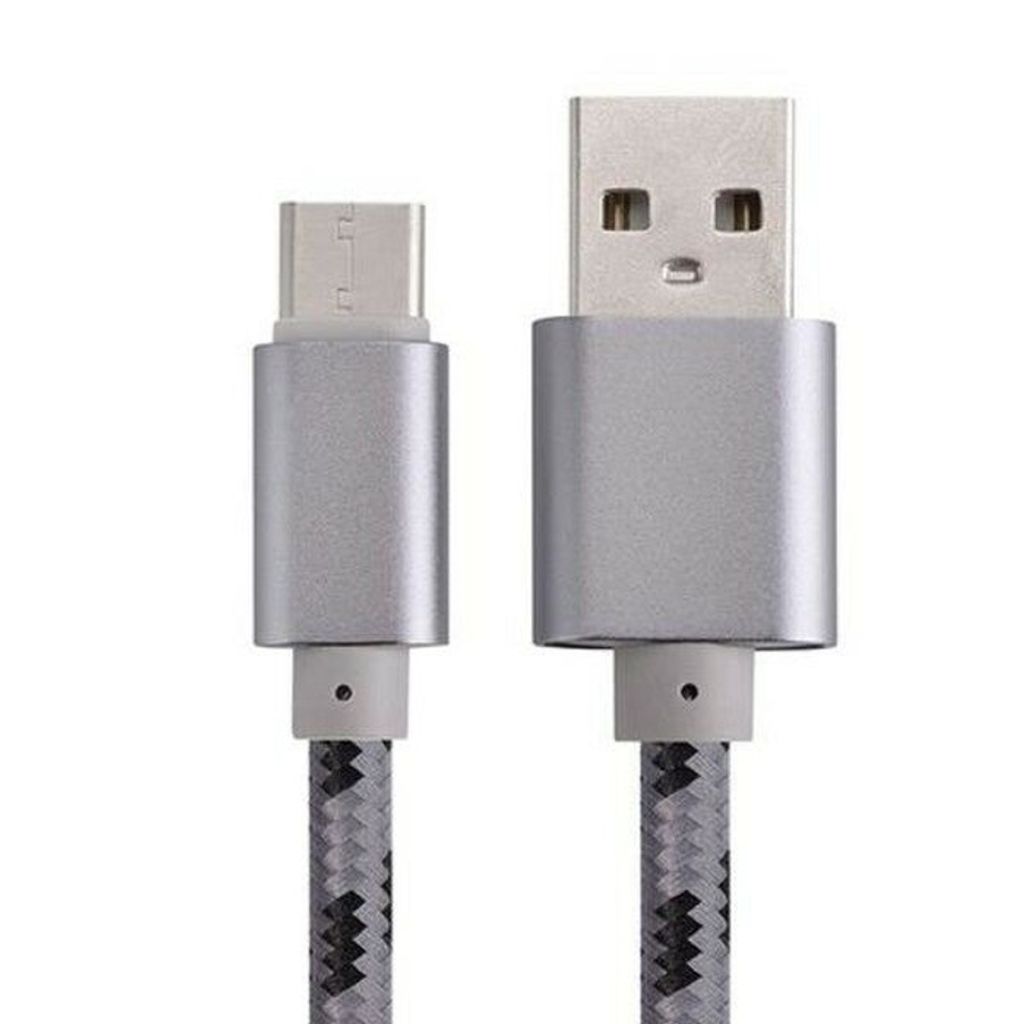 Kabel USB do USB-C Szybkie Ładowanie w Oplocie 2 m - Szary Zdjęcie produktu 