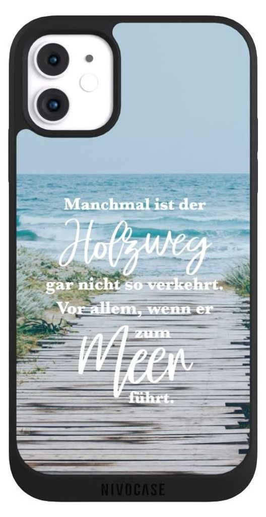 NIVOCASE Handyhülle für Apple iPhone 11 Hülle NIVOpure Case Schwarz Statement Strand Spruch