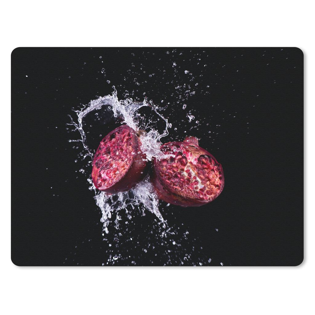 MuchoWow Mauspad Mousepad Granatapfel - Frucht - Wasser - Schwarz - Violett 23x19 cm - Mousepads - Maus Mat - Pad - Mausunterlage - Schreibtischu...