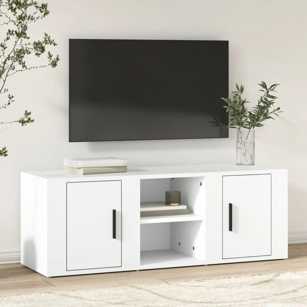 The Living Store Mobile TV bianco 100x31,5x35 cm Materiale in legno