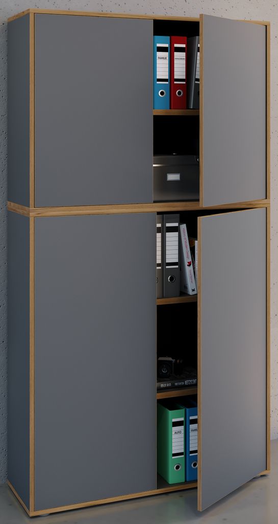 VCM Holz Büroschrank Ordner Aktenschrank Büromöbel Schrank Salia 5-fach Breite 100 cm Drehtüren