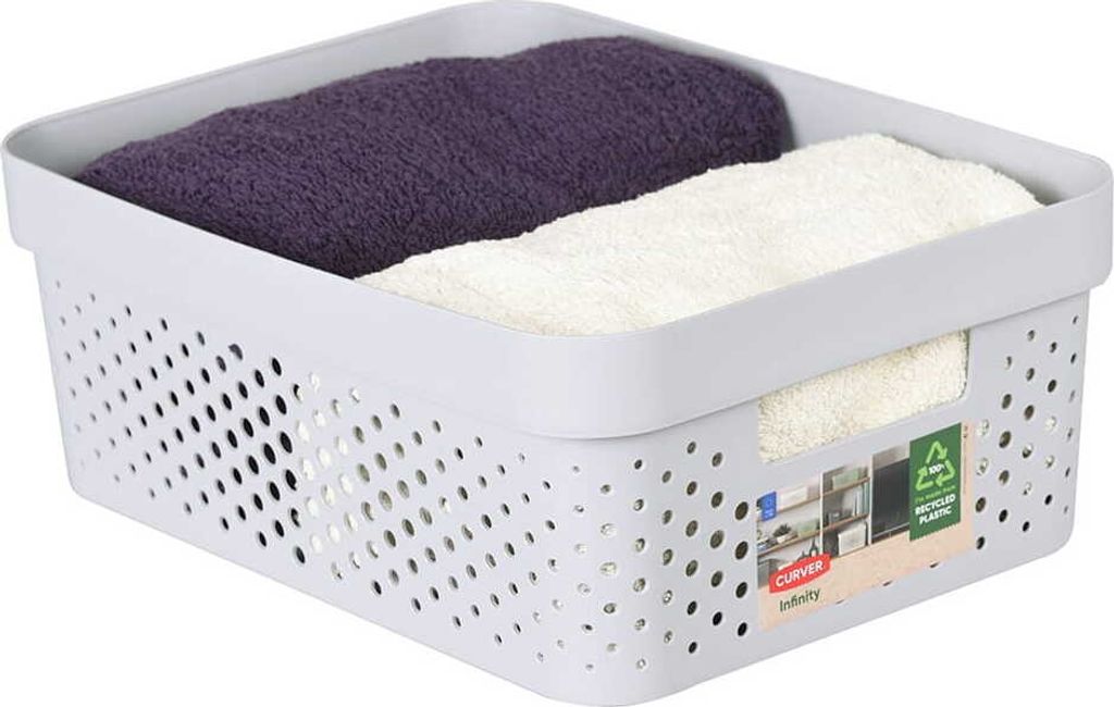 Úložný box INFINITY 11l s vekom sivý perforovaný Obrázok produktu 3
