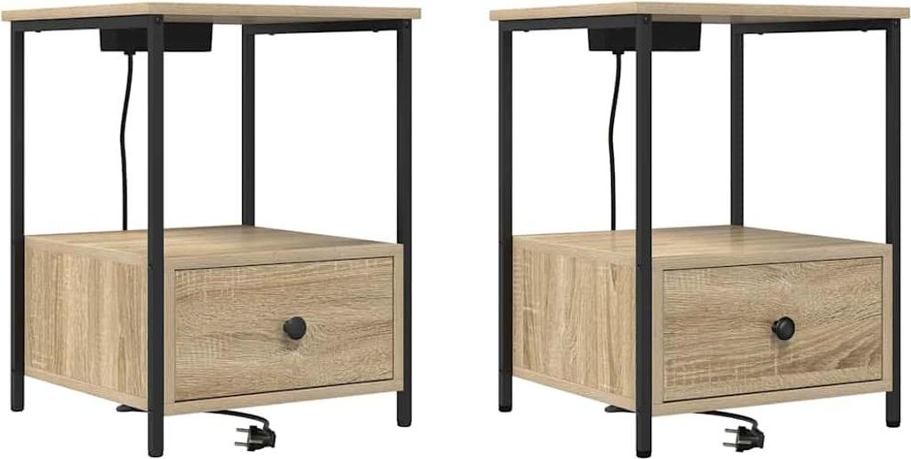 "2026 MODERNE"Nachttisch 2er Set, für Schlafzimmer - elegantes Design - Nachtkommode - Sonoma-Eiche 42x41x56cm Holzwerkstoff - Nachttische & -schr...