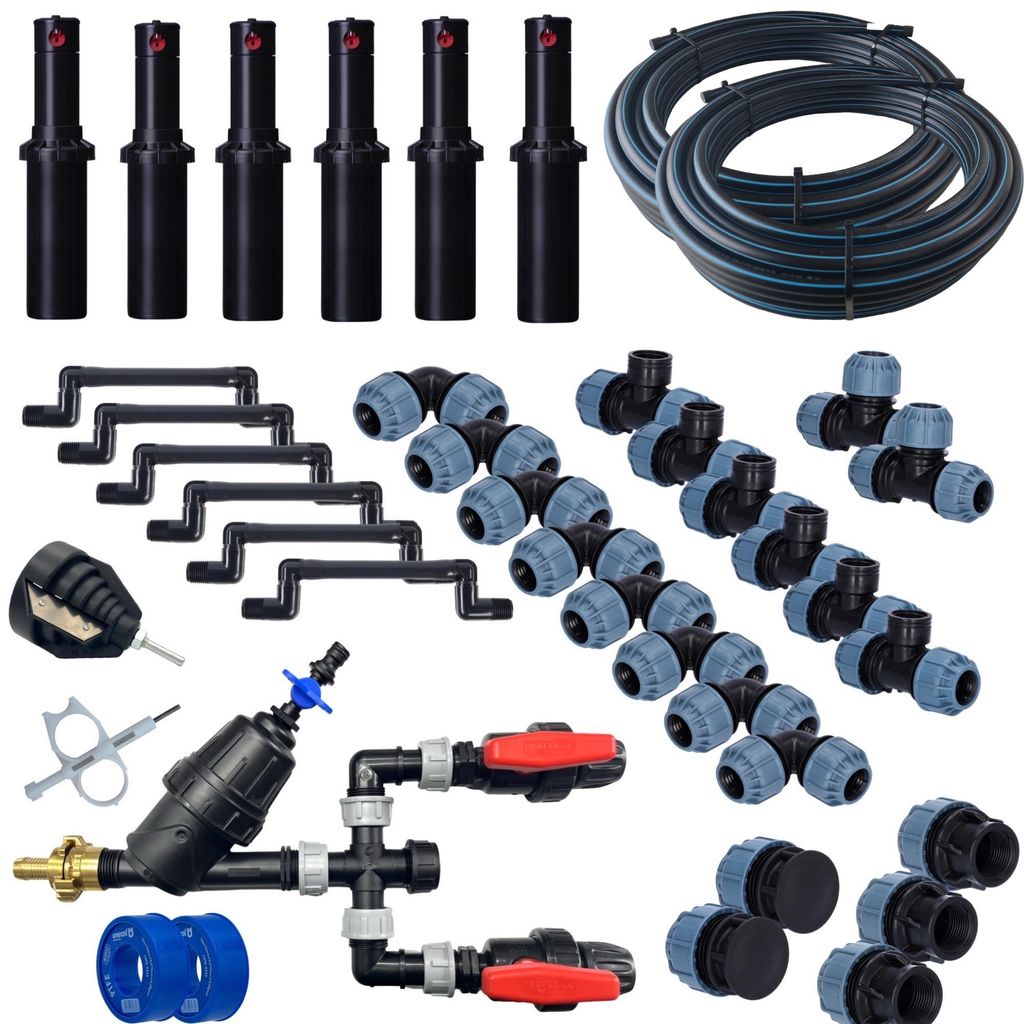 Hunter PGJ Bewässerungssystem für 100-200m² Rasen & Garten - Rasenbewässerung unterirdisch - Komplettset (200 m²)