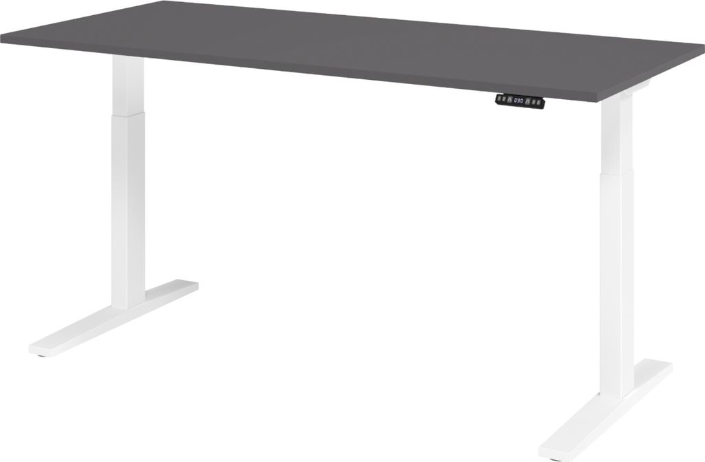bümö Schreibtisch elektrisch XMKA - Nachbildung: Graphit, Größe: 180 x 80 cm, Gestell: Weiß