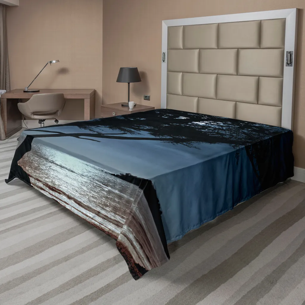 Drap de lit anti-décoloration paysage marin 260x228 cm facile d'entretien