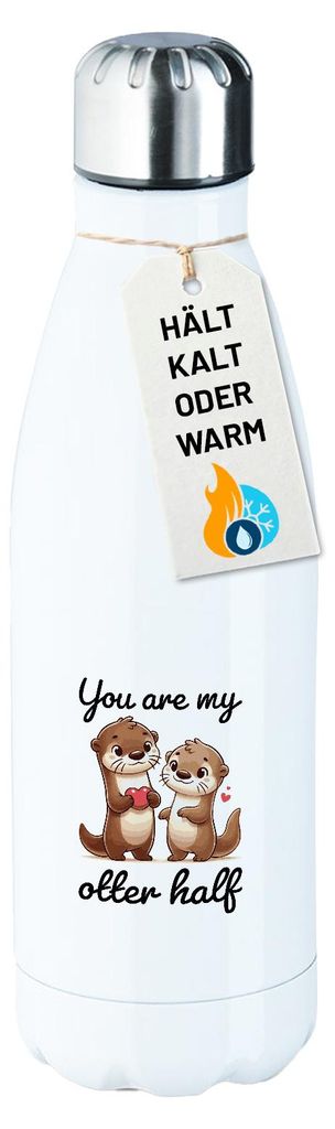 Huuraa Trinkflasche You are my otter half Paar 500ml White Edelstahl Wasserflasche Trinkflasche Geschenkidee
