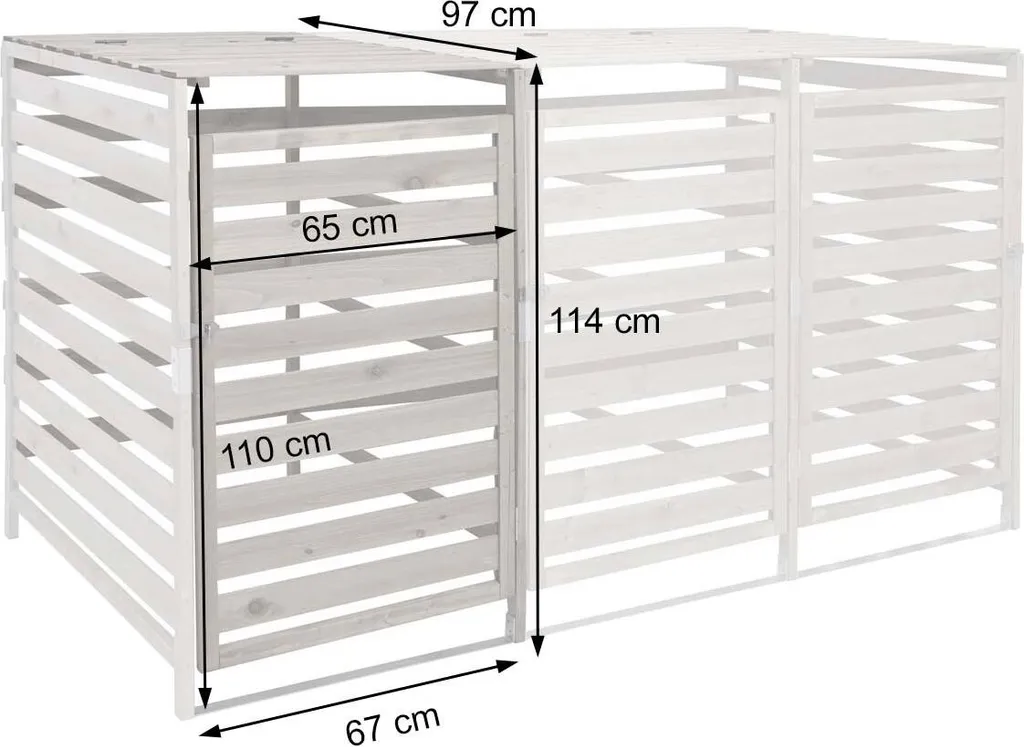 Extension cache-poubelle XL gris pour jardin et terrasse bois massif